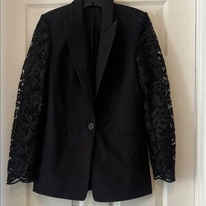 Express Elegant Black Blazer with Lace Detail